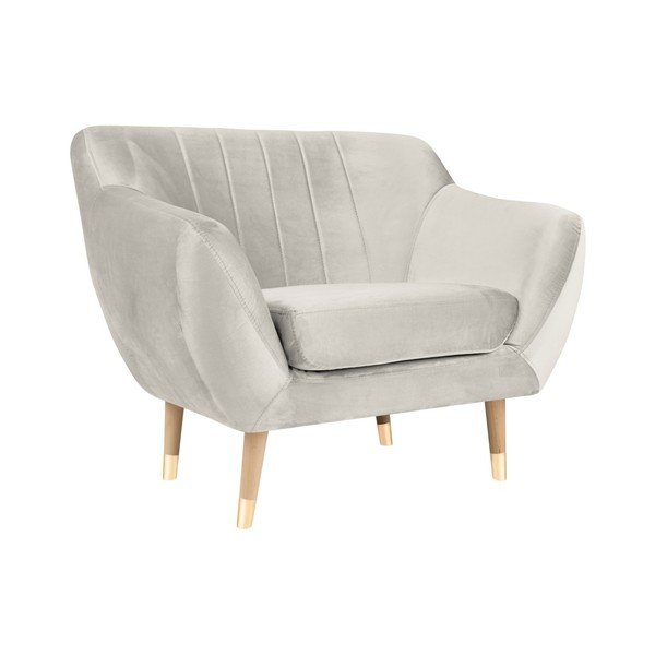 Krēmkrāsas samta krēsls Mazzini Sofas Benito-image-2
