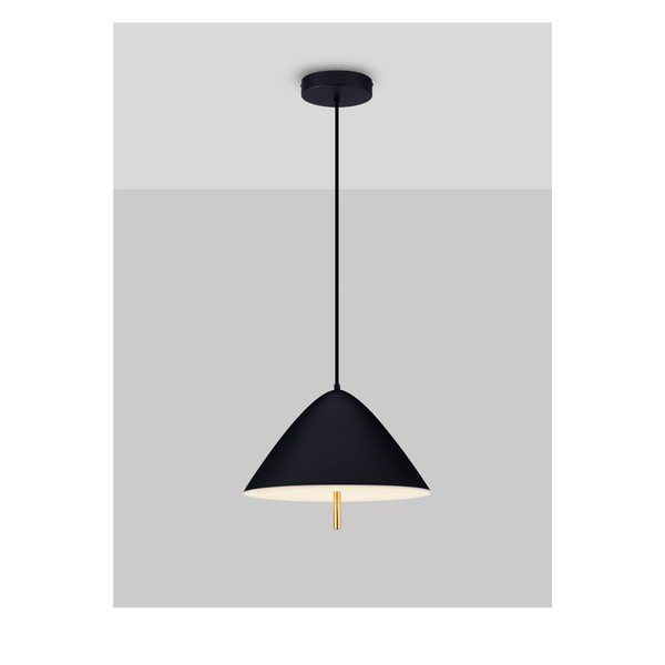 Matēti melna metāla LED piekaramā lampa ar metāla abažūru ø 40 cm Oros – Nova Luce-image-3