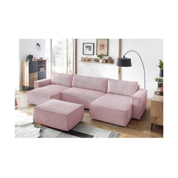 Gaiši rozā velveta pufs Nihad – Bobochic Paris-image-1