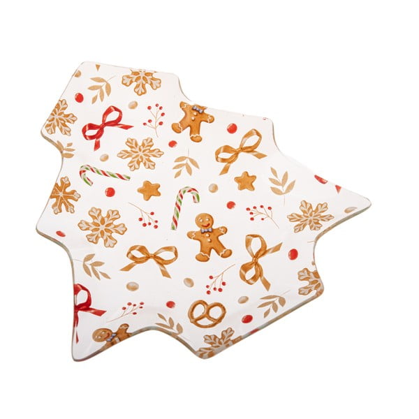 Balts servēšanas stikla šķīvis ar Ziemassvētku motīvu Gingerbread – Dakls