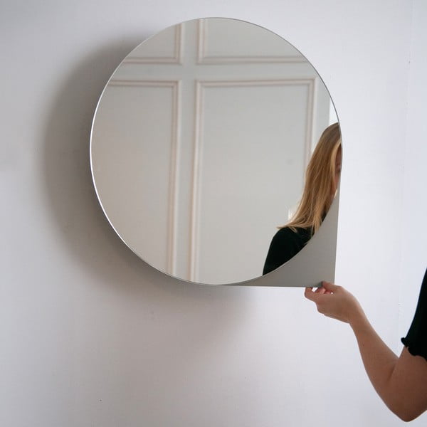 Pelēkbrūns metāla piekarams/ar spoguli vannas istabas skapis 55x55 cm Sonnet – Spinder Design-image-2