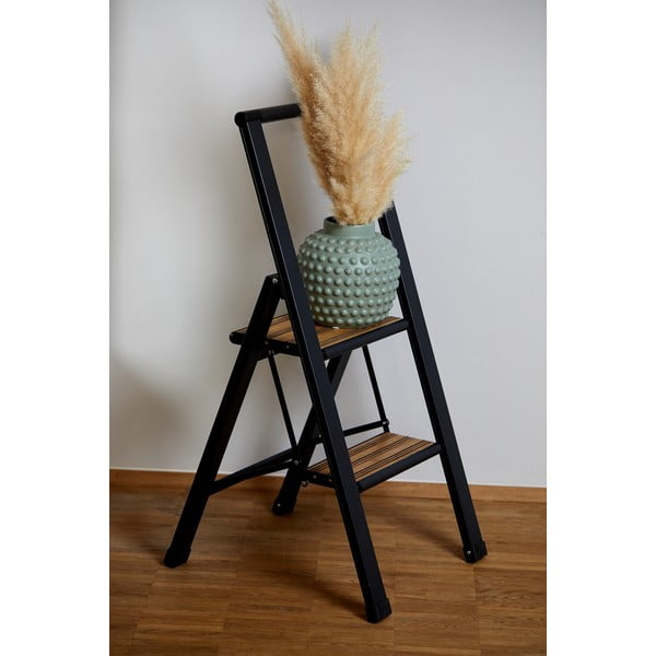 Melnas alumīnija neslīdošas saliekamās kāpnes Wenko Stepladder II.-image-4