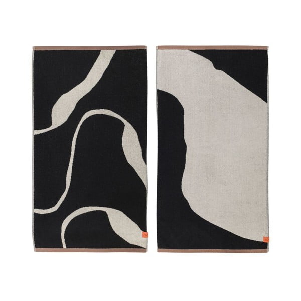 Melnbalti dvieļi no organiskās kokvilnas (2 gab.) 50x90 cm Nova Arte – Mette Ditmer Denmark