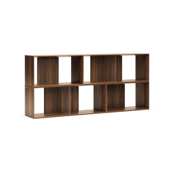 Brūna modulārā plauktu sistēma ar riekstkoka imitāciju (4 gab.) 168x76 cm Litto – Kave Home-image-2