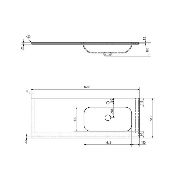 Balta izlietne no mākslīgā akmens Aruba – Sapho-image-2