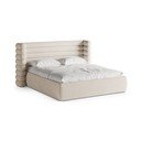 Bēša polsterēta divvietīga gulta ar veļas kasti un redelēm 160x200 cm Mount – Micadoni 