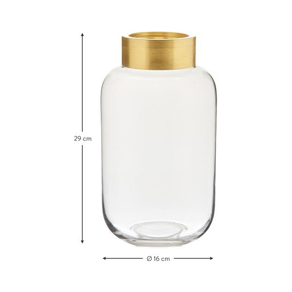 Stikla vāze ar metāla elementu zelta krāsā Westwing Collection Lori, augstums 29 cm-image-4