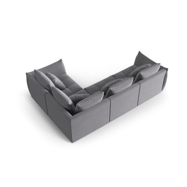 Tumši pelēks samta stūra dīvāns (ar labo stūri/L veida) Bloom – Micadoni -image-3