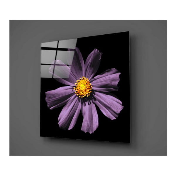 Melna un violeta stikla glezna Insigne Flowerina, 30 x 30 cm