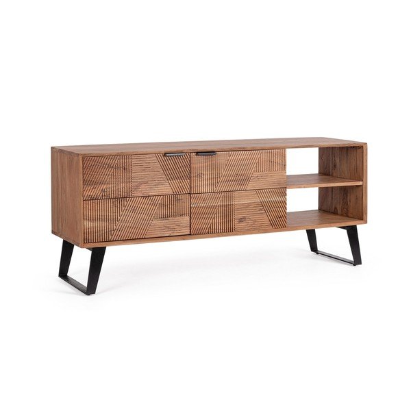 Dabīga toņa akācijas masīvkoka TV galdiņš 145x60x40 cm Isar – Bizzotto-image-1