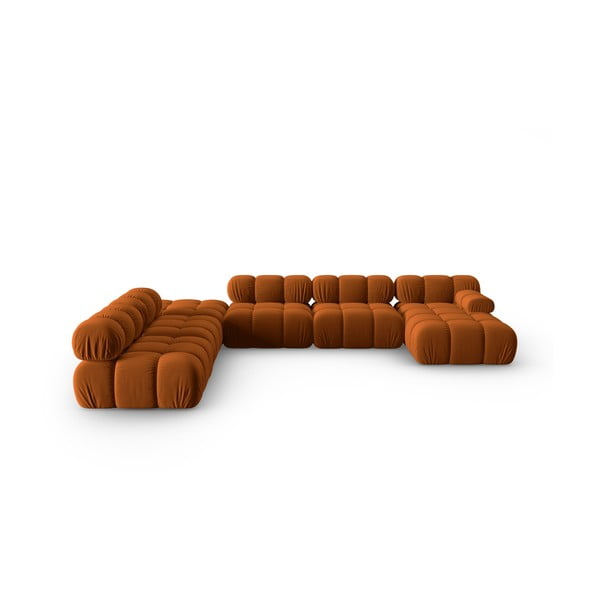 Oranžs samta dīvāns 379 cm Bellis – Micadoni Home