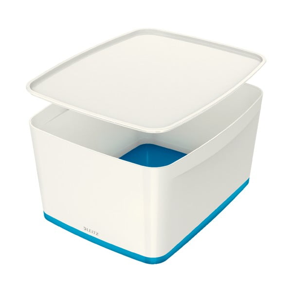 Balta/zila plastmasas uzglabāšanas kaste ar vāku 32x38.5x20 cm MyBox – Leitz