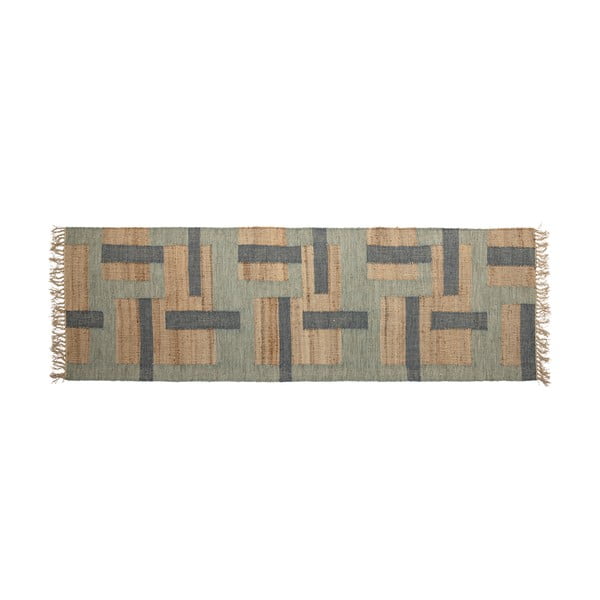 Zaļš/dabīga toņa celiņa paklājs no vilnas maisījuma 75x245 cm Honiton – Bloomingville