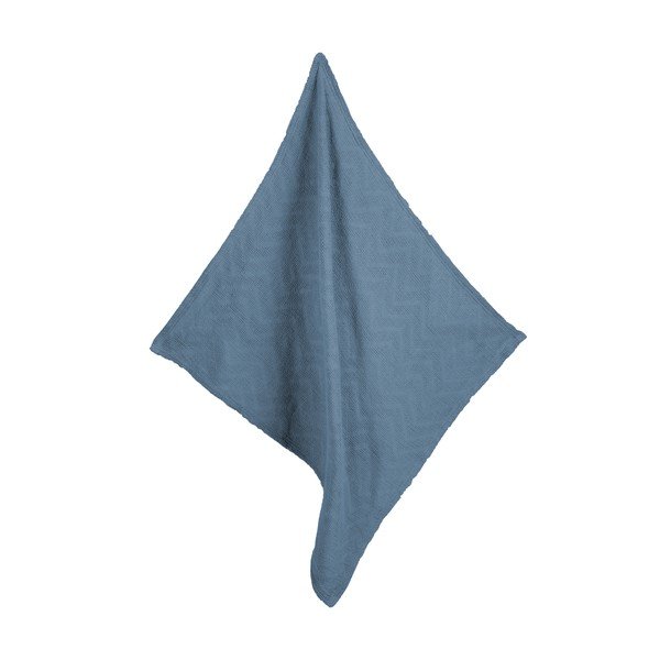 Zila adīta bērnu sega no organiskās kokvilnas  80x80 cm Seashells – Roba-image-1