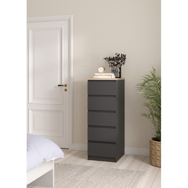 Tumši pelēka kumode 40x111x50 cm Naia – Tvilum-image-1