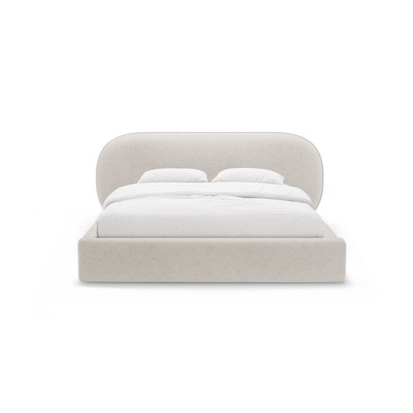 Krēmkrāsas polsterēta divvietīga gulta ar veļas kasti un redelēm 180x200 cm Ovalo – Micadoni -image-4