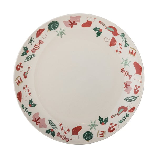 Krēmkrāsas servēšanas māla šķīvis ar Ziemassvētku motīvu ø 28 cm Yule – Bloomingville