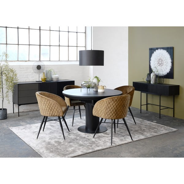 Melns ozolkoka konsoles galds ar metāla kājām Canett Oxford, garums 120 cm-image-2