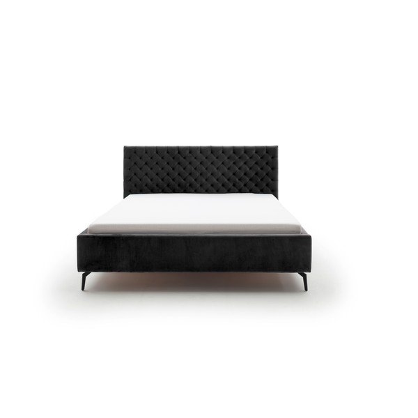 Melna polsterēta divvietīga gulta ar veļas kasti ar redelēm 180x200 cm La Maison – Meise Möbel-image-2