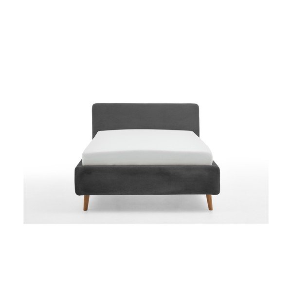 Antracīta pelēka polsterēta vienvietīga gulta bez režģa 120x200 cm Mattis – Meise Möbel-image-3