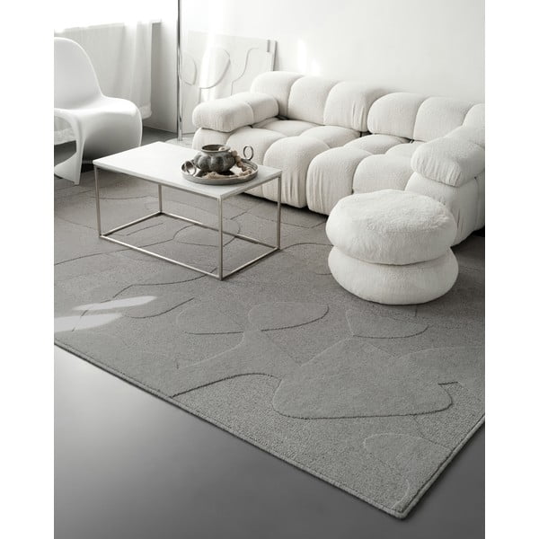 Pelēks vilnas paklājs 200x300 cm Morphic Botanica – Agnella-image-1
