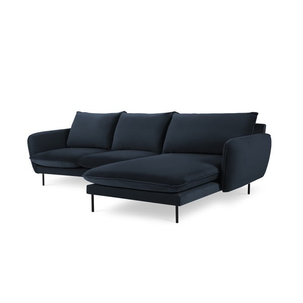 Tumši zils samta stūra dīvāns (labais stūris) Vienna – Cosmopolitan Design