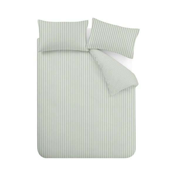 Zaļa divguļamā trīsdaļīga gultas veļa 200x200 cm Epping Textured Stripe – Catherine Lansfield