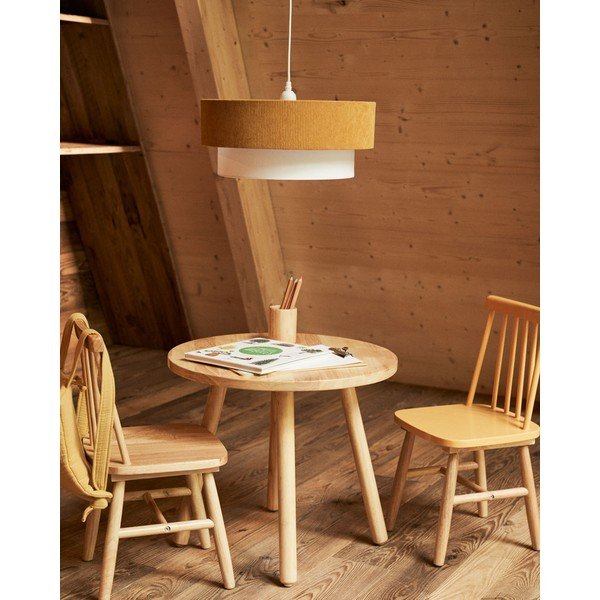 Sinepju dzeltena/balta bērnu lampa ar auduma abažūru Bianella – Kave Home-image-2