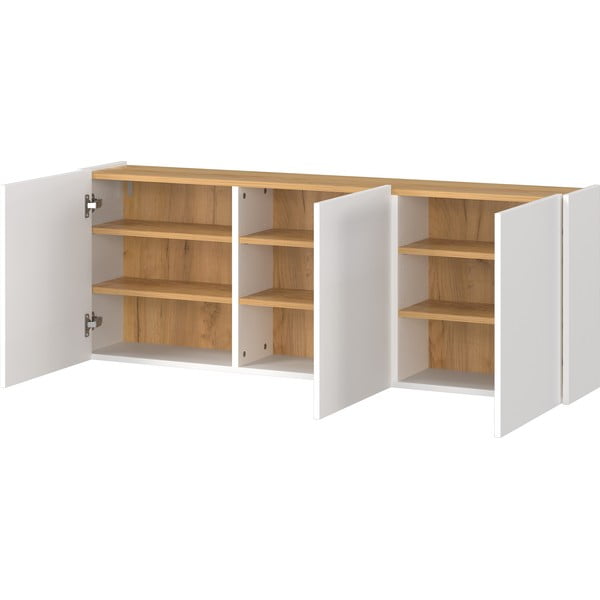 Balts piekarināms skapītis ar ozolkoka imitāciju 138x52x25 cm Libbiano – Germania-image-3