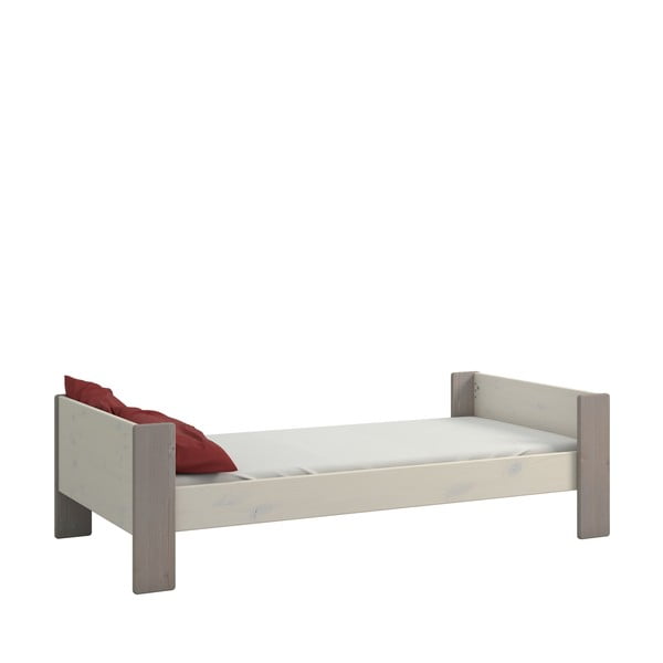 Balta/pelēka gulta no priedes koka 90x200 cm Steens for Kids – Tvilum