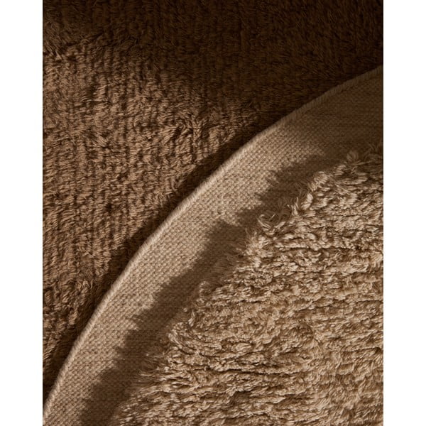 Krēmkrāsas ar rokām darināts vilnas apaļš paklājs ø 200 cm Marely – Kave Home-image-3