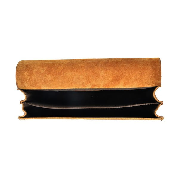 Konjaka brūna ādas rokassomiņa Carla Ferreri Ķēde-image-3