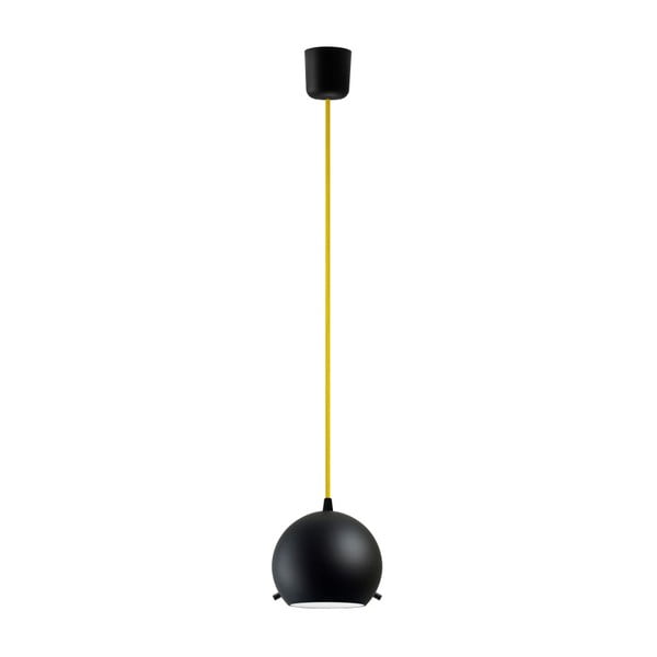 Melna matēta piekaramā lampa ar dzeltenu kabeli Sotto Luce MYOO