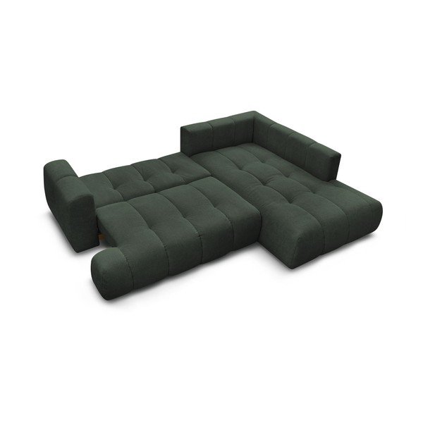 Zaļš salokāms/ar uzglabāšanas vietu stūra dīvāns (ar labo stūri/L veida) Fuji – Bobochic Paris-image-4