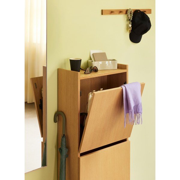 Dabīga toņa atverams apavu plaukts ar ozolkoka imitāciju 50x110x24 cm Forma – Hübsch-image-2