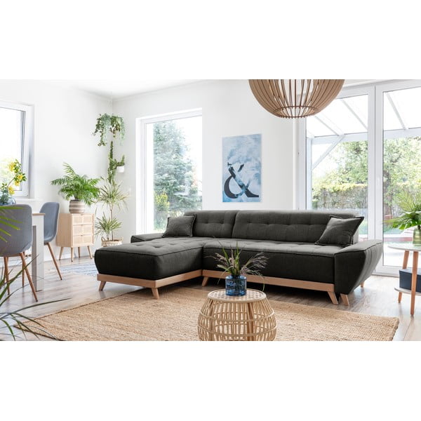 Tumši pelēks izlaižams stūra dīvāns ar glabāšanas vietu Miuform Dazzling Daisy-image-3