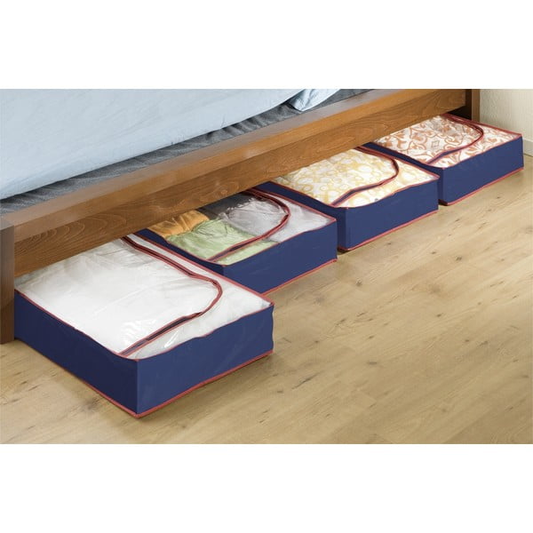 Plastmasas uzglabāšanas kastes zem gultas (4 gab.) 100x45x15 cm Deep Blue – Maximex-image-1