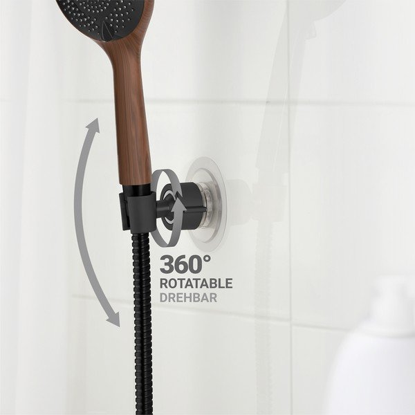 Melns plastmasas dušas galvas turētājs ar uzstādīšanu bez urbšanas Libertà – Wenko-image-2