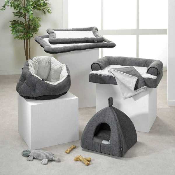 Pelēka būdas veida gulta kaķiem 40x40 cm – Love Story-image-2