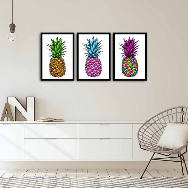 Trīsdaļīgā glezna Pineapple, 109 x 50 cm-image-1