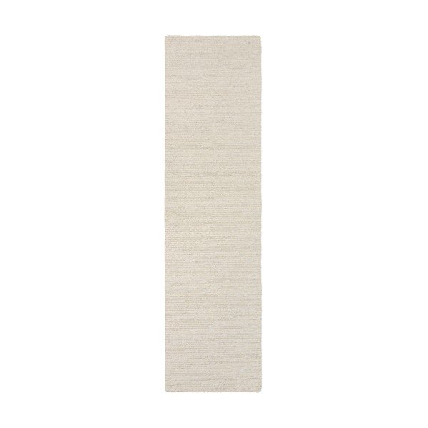 Ziloņkaula krāsas ar rokām darināts vilnas celiņa paklājs 80x230 cm Harris Boucle – Flair Rugs