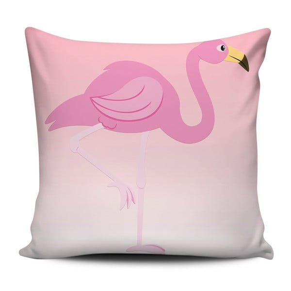 Rozā un balts spilvens Home de Bleu Rozā flamingo, 43 x 43 cm
