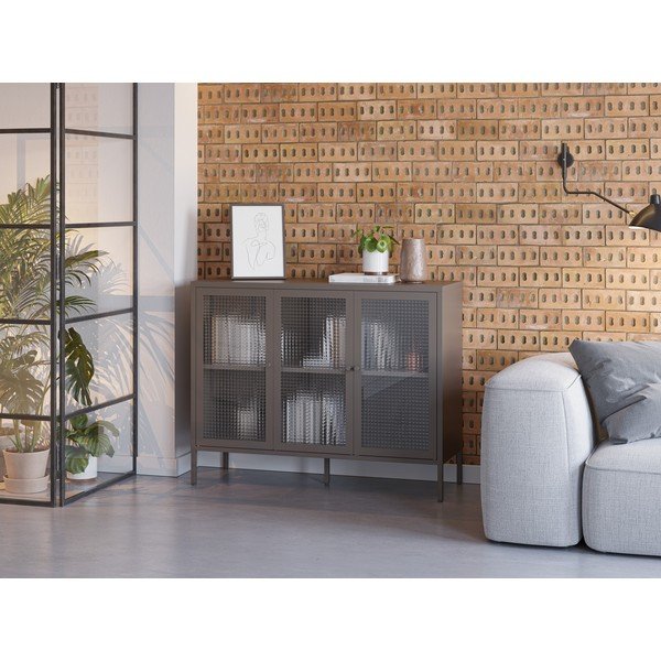 Pelēka metāla vitrīna 121x90x40 cm Layna – Marckeric-image-1