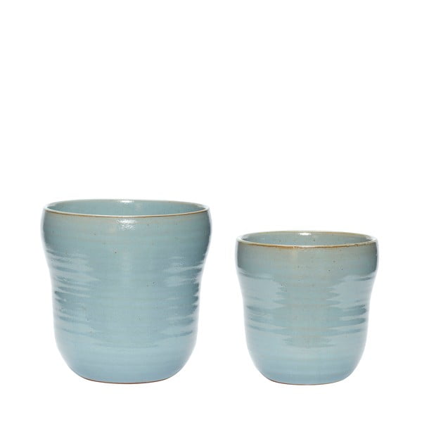 2 zilu keramikas puķu podu komplekts Hübsch Tina