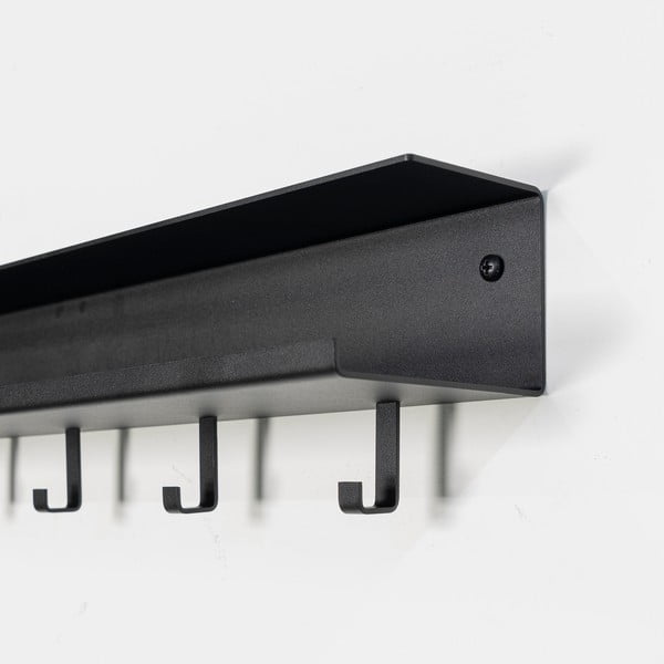 Melns metāla sienas pakaramais ar plauktu 50 cm Easy – Spinder Design-image-4