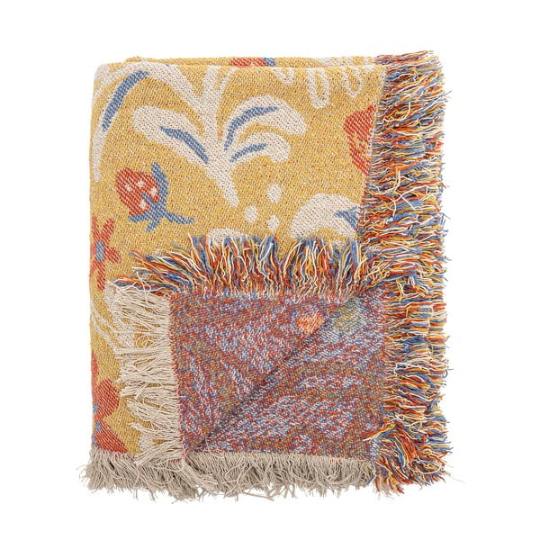 Dzeltens pleds no pārstrādātas kokvilnas 130x160 cm Reims – Bloomingville-image-3