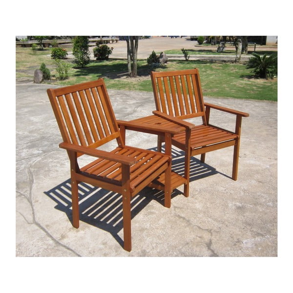 Dārza divvietīgais krēsls no eikalipta koka Garden Pleasure Edison-image-1