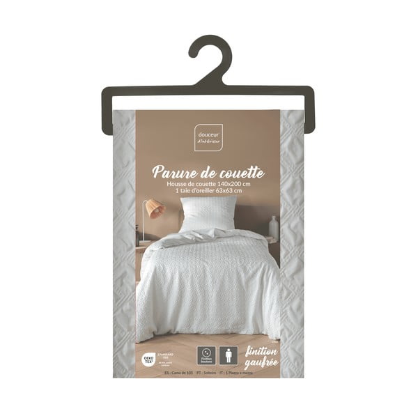 Balta vienguļamā mikrošķiedras gultas veļa 140x200 cm Litea – douceur d'intérieur-image-4