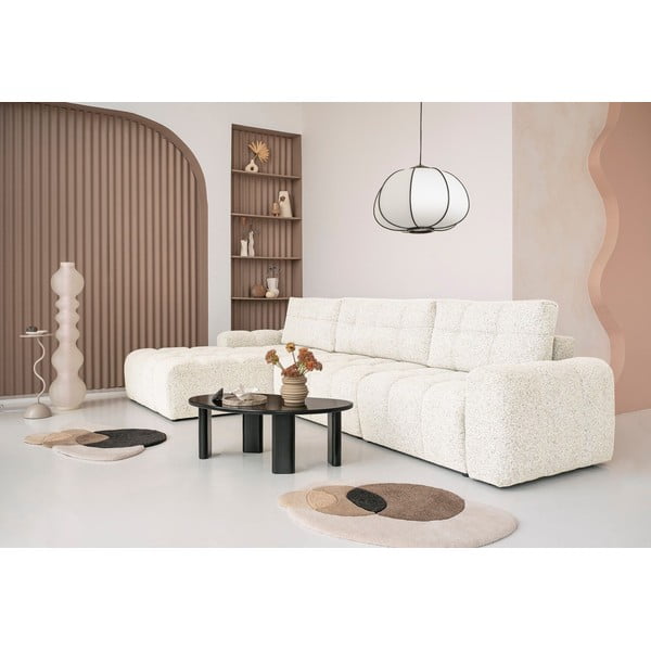 Krēmkrāsas salokāms modulārais stūra dīvāns ar uzglabāšanas vietu (ar kreiso stūri) Lulu – Miuform-image-1