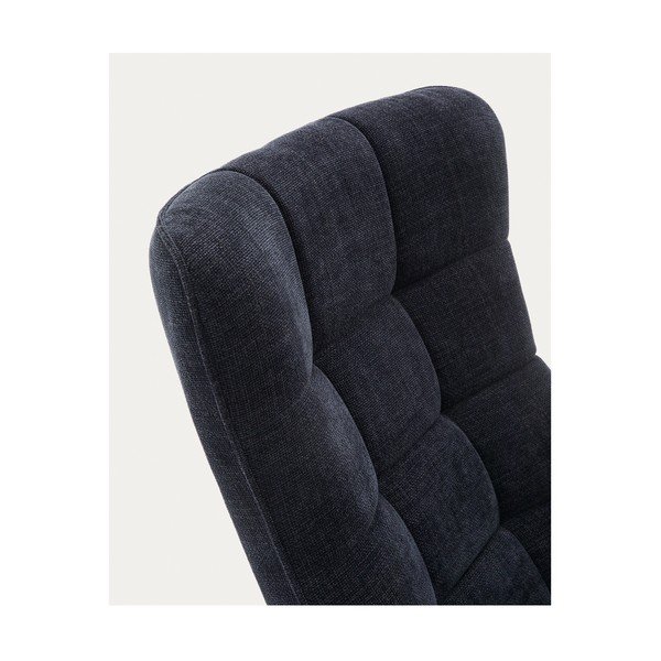 Dūmakaini zils grozāms atpūtas krēsls no šenila auduma Teryl – Kave Home-image-4